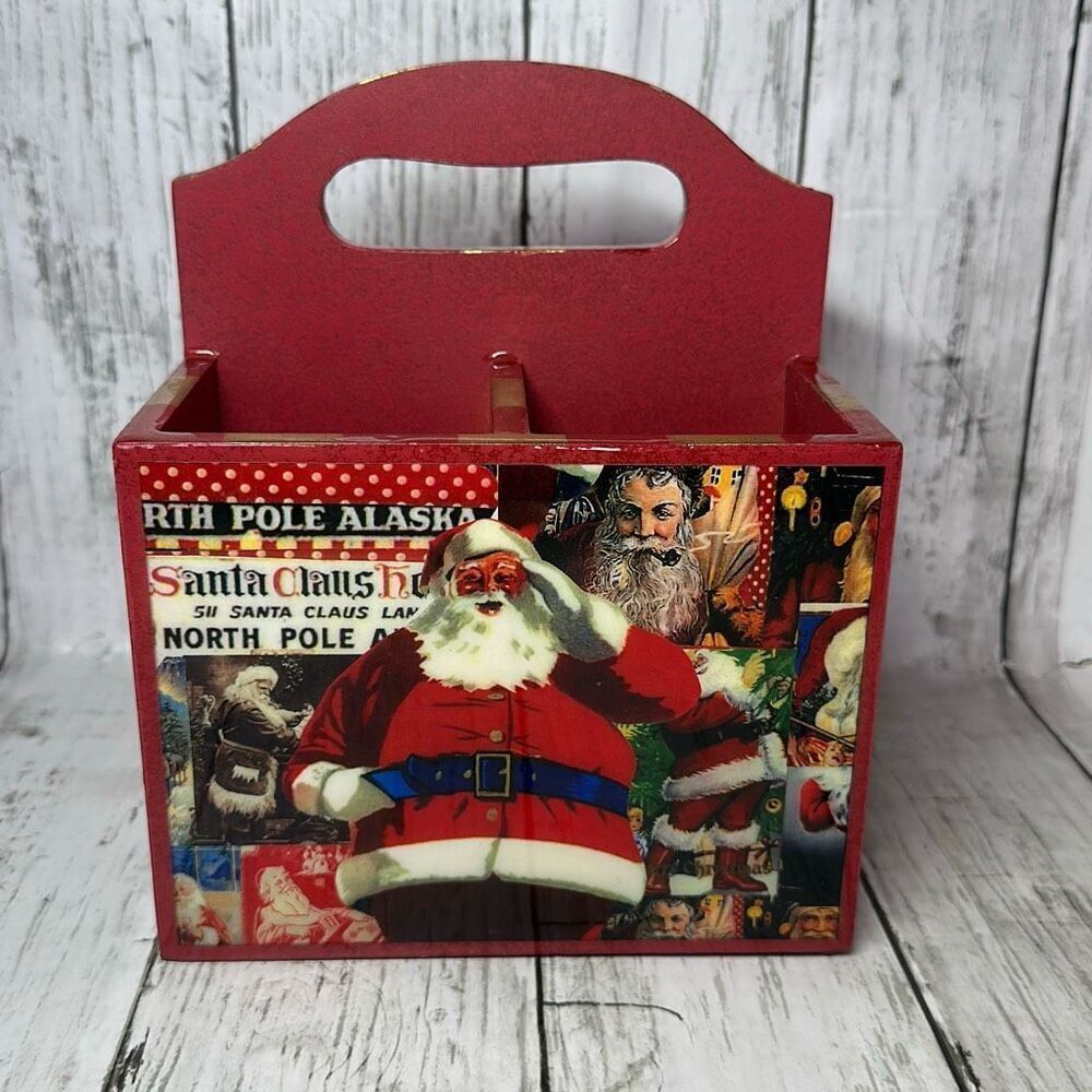 Annie Modica Retired & Rare Decoupage Christmas Motif 4 Compartment Entertaining